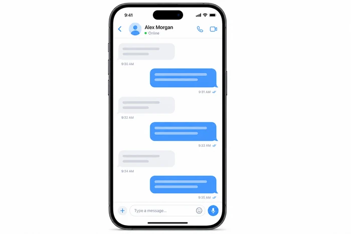 Telegram Chat-Ansicht mit Sticker, Reaktionen und Sprachnachricht