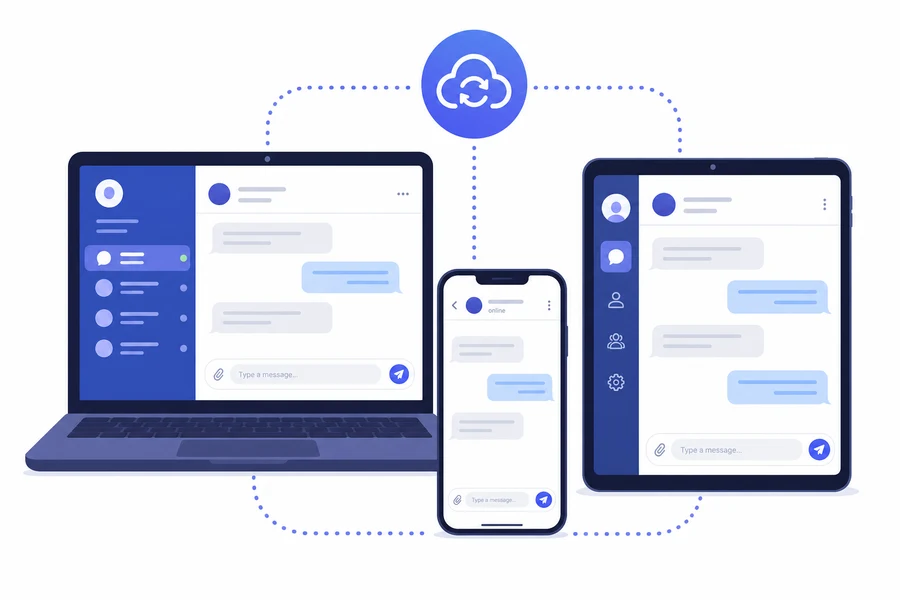 Telegram synchronisiert Chats zwischen Handy, Tablet und Notebook
