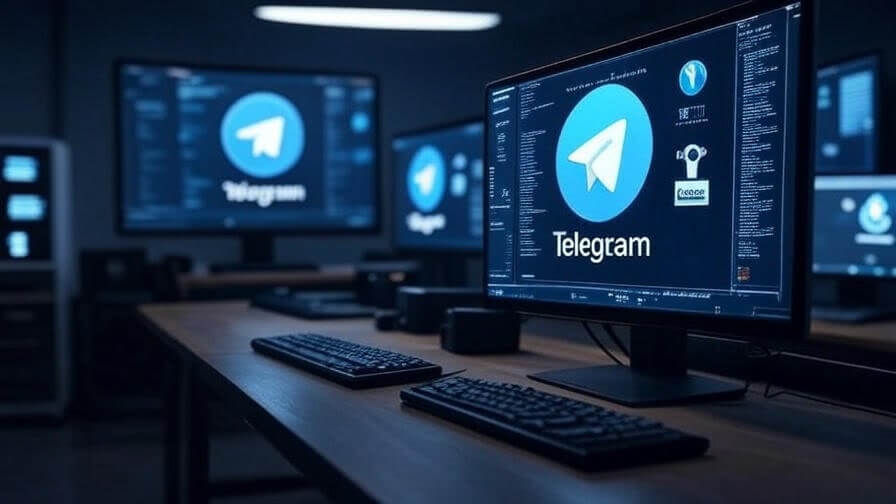 Telegram auf mehreren Monitoren im Büro
