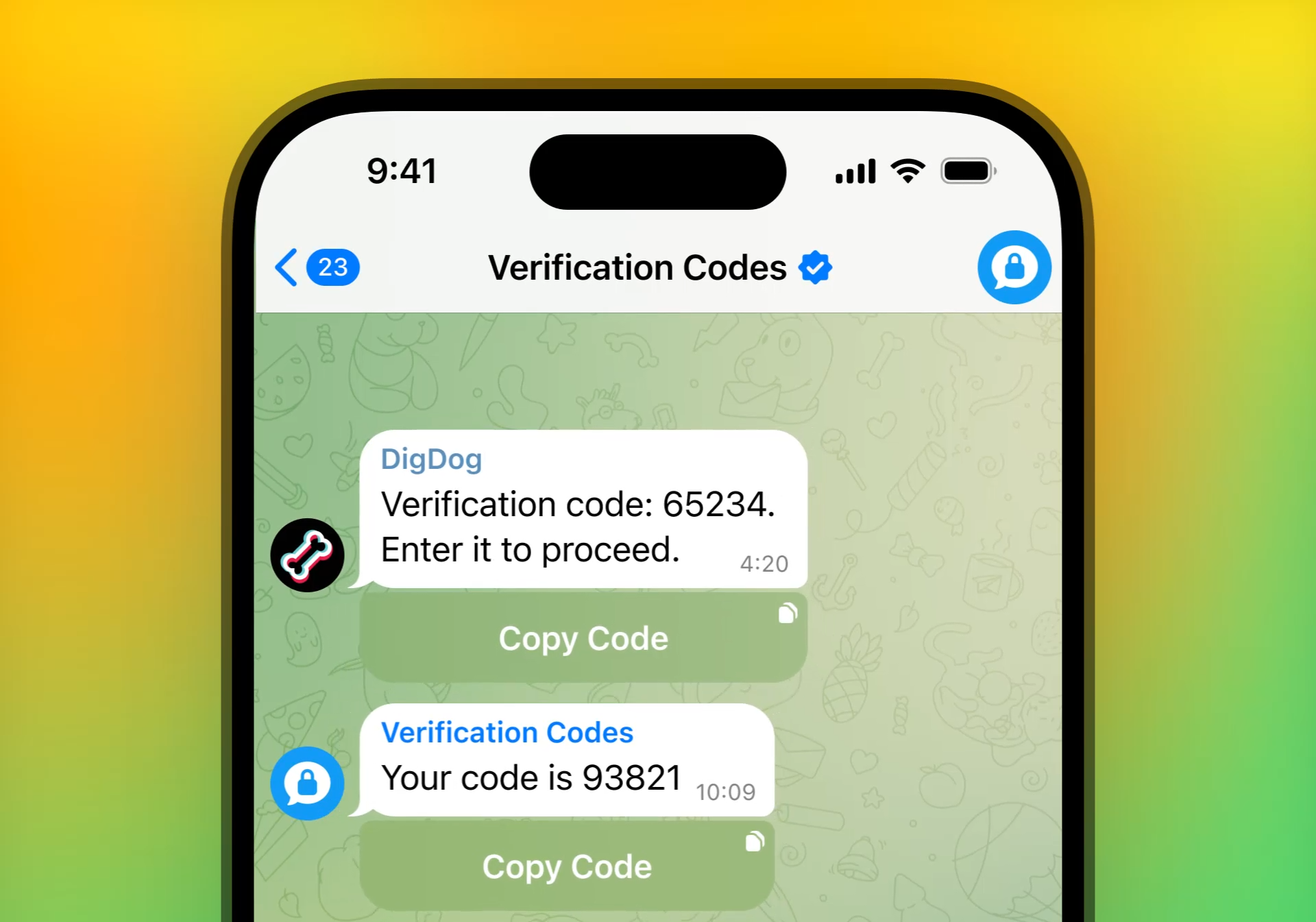 Telegram Anmeldecode und Zwei-Faktor-Ansicht